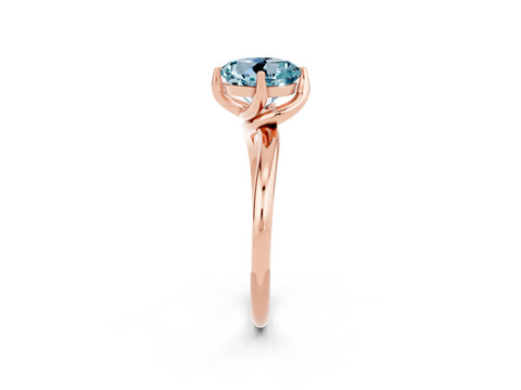 Rose gold Round Cut Aquamarine Solitaire Engagement Ring with Four-Prong Setting and Classic Band_14