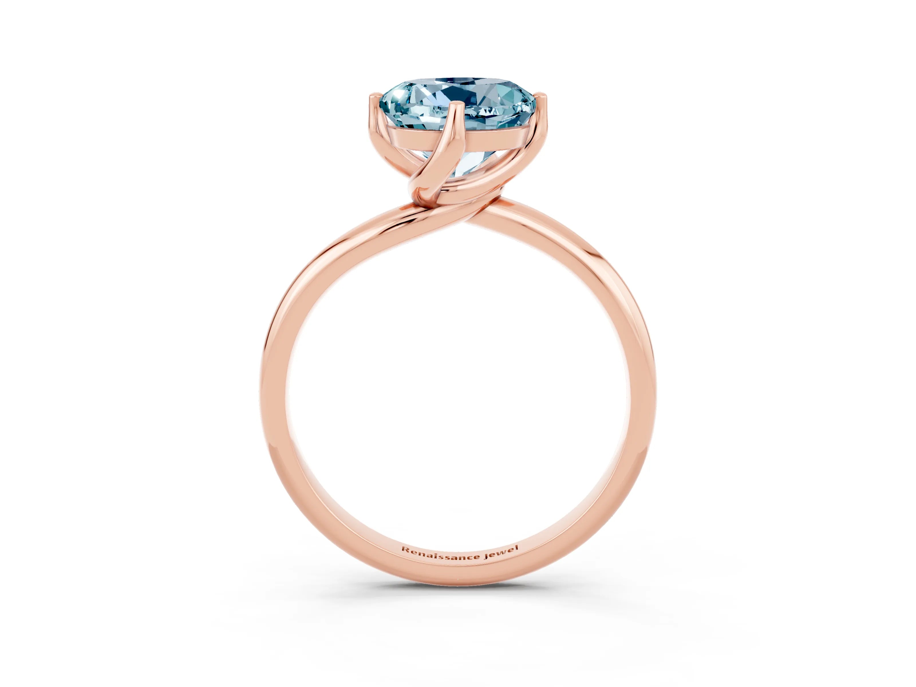 Rose gold Round Cut Aquamarine Solitaire Engagement Ring with Four-Prong Setting and Classic Band_15