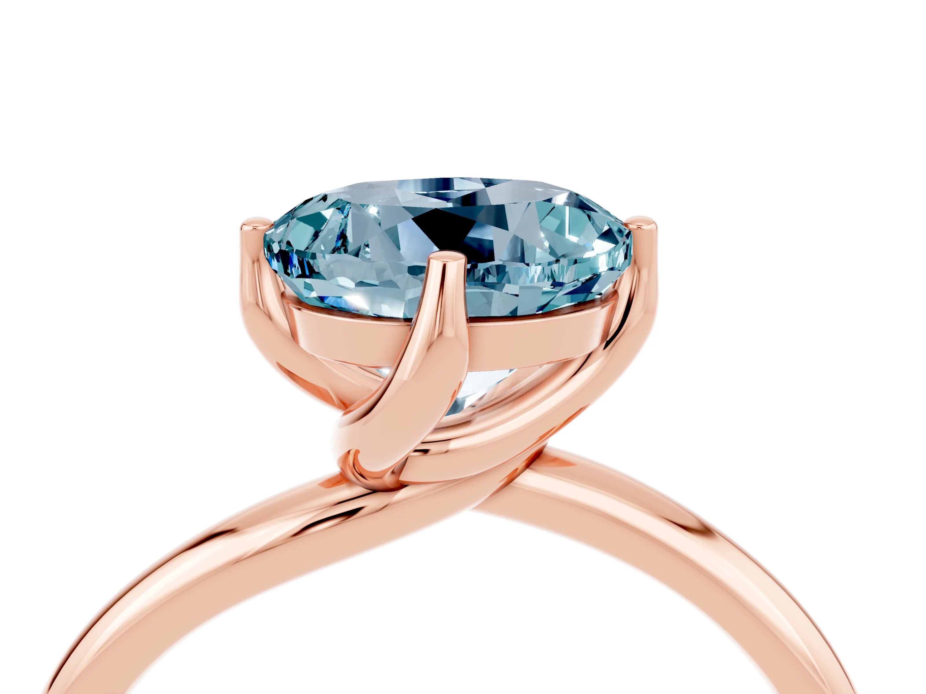 Rose gold Round Cut Aquamarine Solitaire Engagement Ring with Four-Prong Setting and Classic Band_16