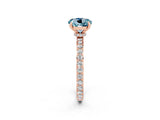 Rose gold Round Cut Aquamarine Solitaire Engagement Ring with Pavé Band and Four-Prong Setting_2