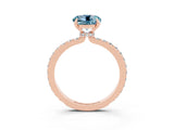 Rose gold Round Cut Aquamarine Solitaire Engagement Ring with Pavé Band and Four-Prong Setting_3