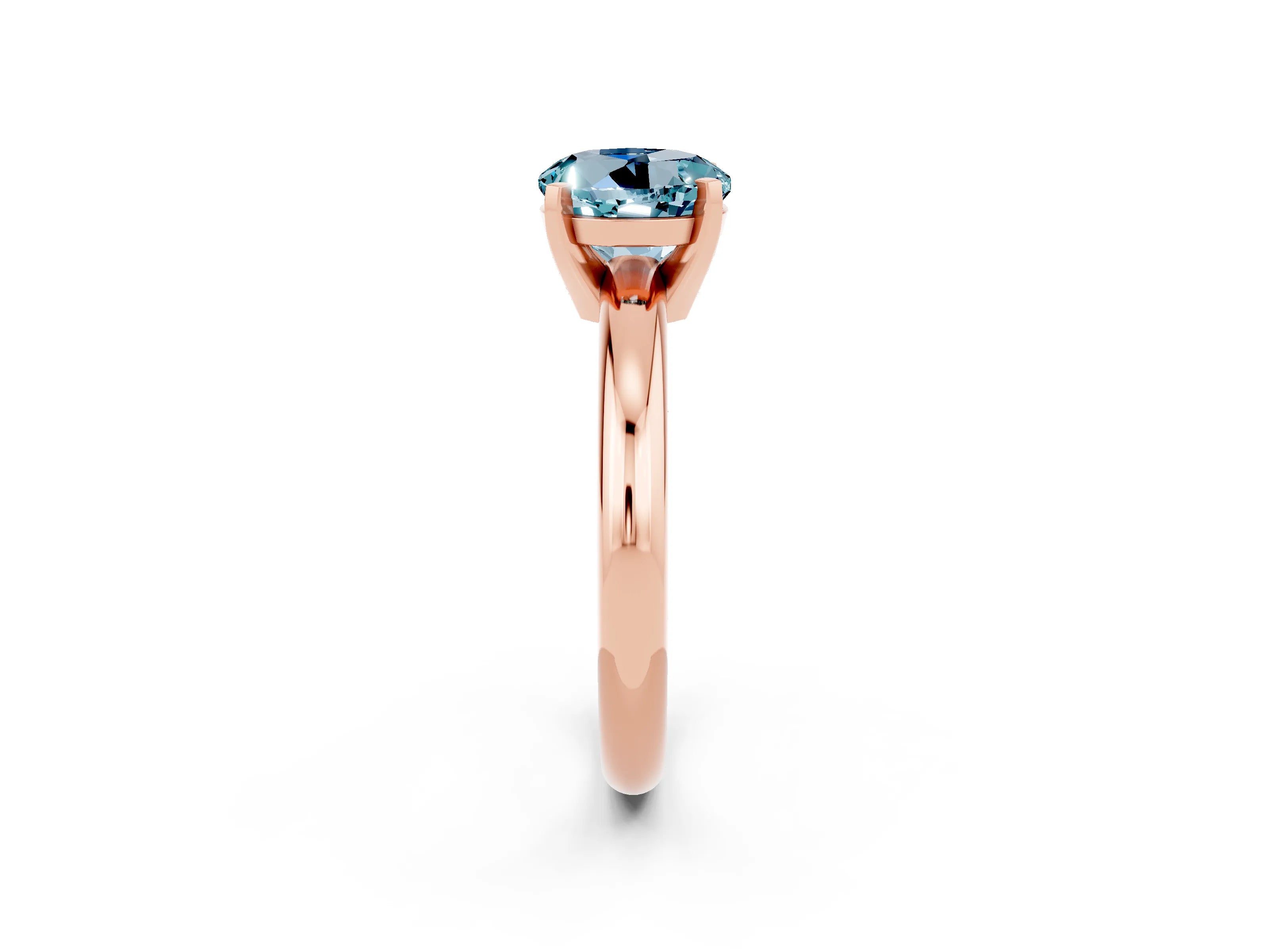 Rose gold Round Cut Aquamarine Solitaire Engagement Ring with Round Band and Four-Prong Setting_2