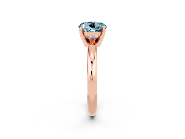 Rose gold Round Cut Aquamarine Solitaire Engagement Ring with Round Band and Four-Prong Setting