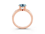 Rose gold Round Cut Aquamarine Solitaire Engagement Ring with Round Band and Four-Prong Setting_3