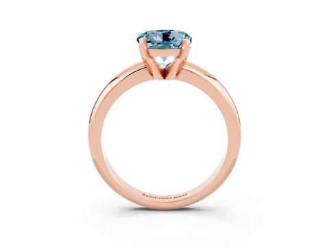 Rose gold Round Cut Aquamarine Solitaire Engagement Ring with Round Band and Four-Prong Setting_3