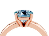 Rose gold Round Cut Aquamarine Solitaire Engagement Ring with Round Band and Four-Prong Setting_4