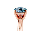 Rose gold Round Cut Aquamarine Solitaire Engagement Ring with Round Band and Four-Prong Setting_5