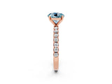 Rose gold Round Cut Aquamarine Solitaire Pavé Band with Four-Prong Setting_2