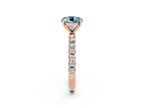 Rose gold Round Cut Aquamarine Solitaire Pavé Band with Four-Prong Setting_2