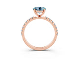 Rose gold Round Cut Aquamarine Solitaire Pavé Band with Four-Prong Setting_3