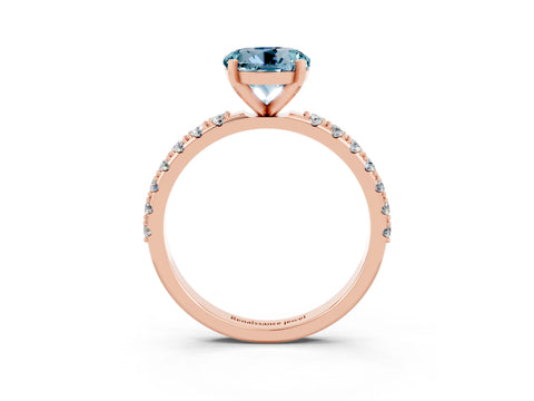 Rose gold Round Cut Aquamarine Solitaire Pavé Band with Four-Prong Setting_3