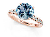 Rose gold Round Cut Aquamarine Solitaire Pavé Engagement Ring with Round Band and Prong Setting_13