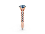 Rose gold Round Cut Aquamarine Solitaire Pavé Engagement Ring with Round Band and Prong Setting_14