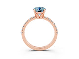 Rose gold Round Cut Aquamarine Solitaire Pavé Engagement Ring with Round Band and Prong Setting_15