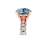 Rose gold Round Cut Aquamarine Solitaire Pavé Engagement Ring with Round Band and Prong Setting_17
