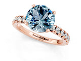 Rose gold Round Cut Aquamarine Solitaire Pavé Engagement Ring with Round Band and Prong Setting_67