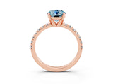 Rose gold Round Cut Aquamarine Solitaire Pavé Engagement Ring with Round Band and Prong Setting_69