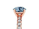 Rose gold Round Cut Aquamarine Solitaire Pavé Engagement Ring with Round Band and Prong Setting_71