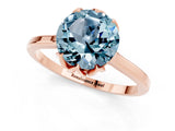 Rose gold Round Cut Aquamarine Solitaire Ring with Flower Prong Setting and Classic Band_13