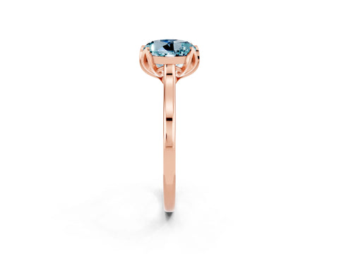 Rose gold Round Cut Aquamarine Solitaire Ring with Flower Prong Setting and Classic Band_14