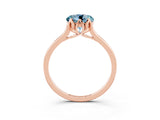 Rose gold Round Cut Aquamarine Solitaire Ring with Flower Prong Setting and Classic Band_15