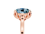 Rose gold Round Cut Aquamarine Solitaire Ring with Flower Prong Setting and Classic Band_17