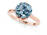 Rose gold Round Cut Aquamarine Solitaire Ring with Flower Prong Setting and Classic Band_37