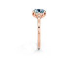 Rose gold Round Cut Aquamarine Solitaire Ring with Flower Prong Setting and Classic Band_38