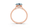 Rose gold Round Cut Aquamarine Solitaire Ring with Flower Prong Setting and Classic Band_39