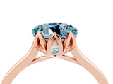 Rose gold Round Cut Aquamarine Solitaire Ring with Flower Prong Setting and Classic Band_40