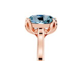 Rose gold Round Cut Aquamarine Solitaire Ring with Flower Prong Setting and Classic Band_41