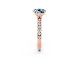Rose gold Round Cut Aquamarine Solitaire Ring with Pavé Accents and Four-Prong Setting_2