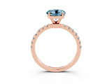 Rose gold Round Cut Aquamarine Solitaire Ring with Pavé Accents and Four-Prong Setting_3