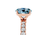 Rose gold Round Cut Aquamarine Solitaire Ring with Pavé Accents and Four-Prong Setting_5