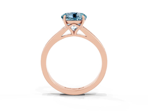Rose gold Round Cut Aquamarine Solitaire Ring with Pavé Band and Prong Setting_15