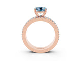 Rose gold Round Cut Aquamarine Solitaire Ring with Pavé and Channel Set Band_3
