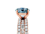 Rose gold Round Cut Aquamarine Solitaire Ring with Pavé and Channel Set Band_5