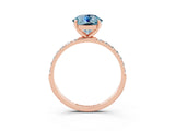 Rose gold Round Cut Aquamarine Solitaire Ring with Pave Band and Four Prong Setting_27