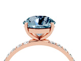 Rose gold Round Cut Aquamarine Solitaire Ring with Pave Band and Four Prong Setting_28