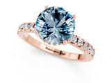 Rose gold Round Cut Aquamarine Solitaire Ring with Round  Pavé Band and Four-Prong Setting_37