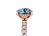 Rose gold Round Cut Aquamarine Solitaire Ring with Round  Pavé Band and Four-Prong Setting_41