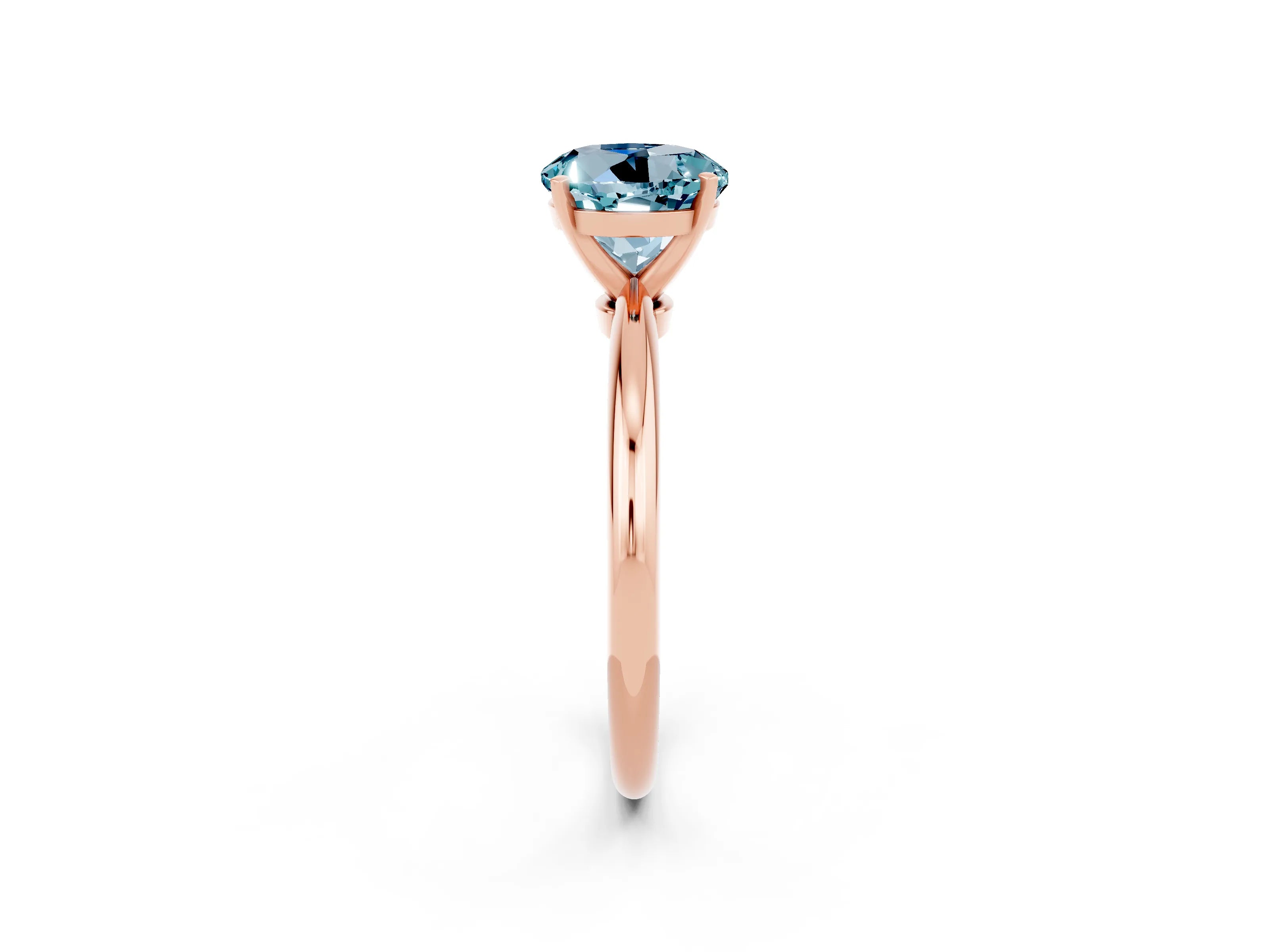 Rose gold Round Cut Aquamarine Solitaire Ring with Six-Prong Setting and Classic Band_2