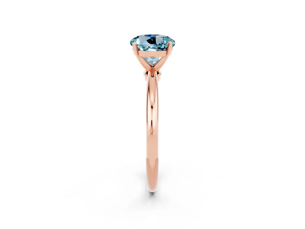 Rose gold Round Cut Aquamarine Solitaire Ring with Six-Prong Setting and Classic Band