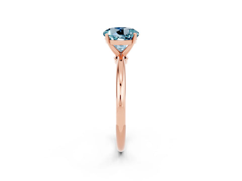 Rose gold Round Cut Aquamarine Solitaire Ring with Six-Prong Setting and Classic Band_2