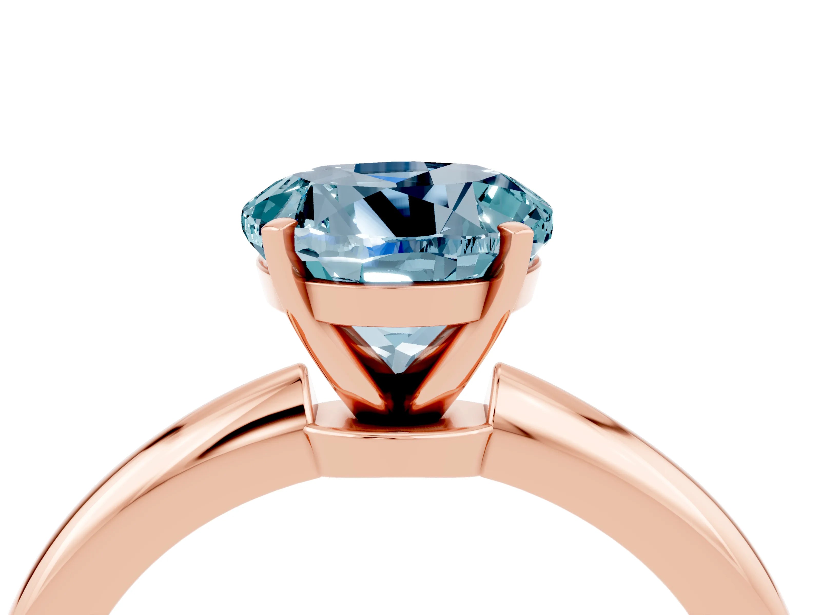 Rose gold Round Cut Aquamarine Solitaire Ring with Six-Prong Setting and Classic Band_4