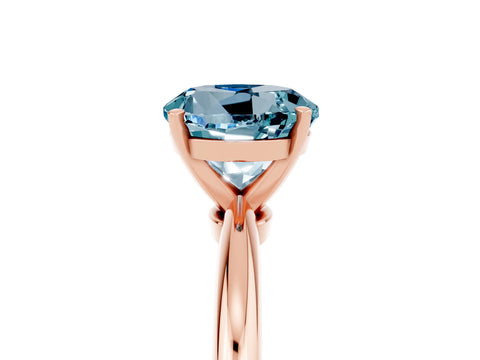 Rose gold Round Cut Aquamarine Solitaire Ring with Six-Prong Setting and Classic Band_5