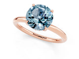 Rose gold Round Cut Aquamarine Solitaire Ring with Thin Band and Four-Prong Setting_13