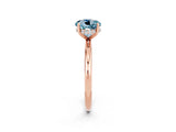 Rose gold Round Cut Aquamarine Solitaire Ring with Thin Band and Four-Prong Setting_14