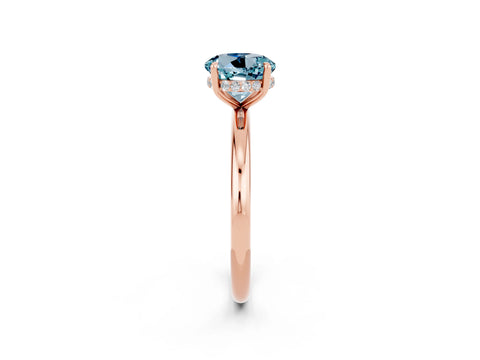 Rose gold Round Cut Aquamarine Solitaire Ring with Thin Band and Four-Prong Setting_14