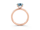 Rose gold Round Cut Aquamarine Solitaire Ring with Thin Band and Four-Prong Setting_15